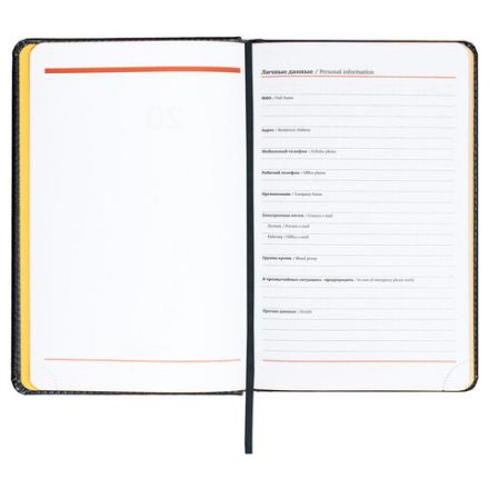 Ежедневник недатированный А5 138x213 мм BRAUBERG "Rainbow", под кожу, 136 л., черный/желтый, 113497