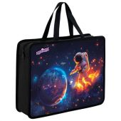 Папка на молнии с ручками ЮНЛАНДИЯ А4, 1 отделение, пластик, 80 мм, "Space explorer", 273365