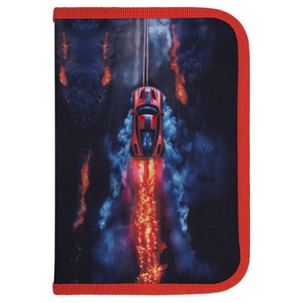 Пенал BRAUBERG с наполнением, 1 отделение, 1 откидная планка, 24 предмета, 21х14 см, "Foggy car", 273533