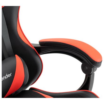 Кресло компьютерное DEFENDER "Tornado", 2 подушки, подставка для ног, экокожа, черное/красное, ш/к 26722, 64057