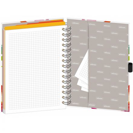 Бизнес-тетрадь Mariner Emotion А5 150 листов цветная в клетку/линейку 5 разделителей на спирали (148х205 мм)
