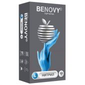 Перчатки нитриловые смотровые 100 пар (200 штук), размер 8-9, L (большой), голубые, BENOVY Nitrile Chlorinated, К Перчатки нитриловые смотровые 100 пар (200 штук), размер 8-9, L (большой), голубые, BENOVY Nitrile Chlorinated, К