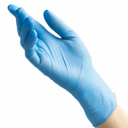 Перчатки нитриловые смотровые 100 пар (200 штук), размер 8-9, L (большой), голубые, BENOVY Nitrile Chlorinated, К