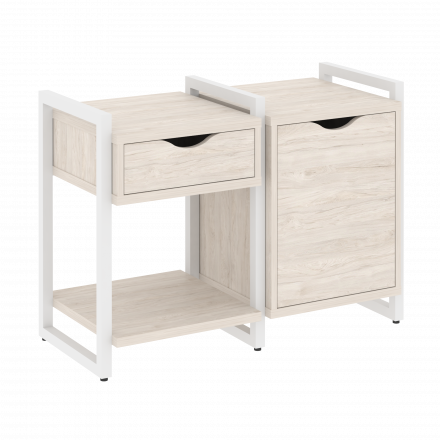 Loft Тумба на регулируемых опорах наборная. Вариант №3 VR.L-TN-3.O Денвер светлый/Белый металл 970*460*719