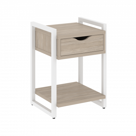 Loft Тумба на регулируемых опорах с ящиком и полкой VR.L-T1.O Дуб аттик/Белый металл 500*460*719