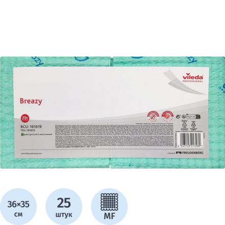 Салфетки хозяйственные Vileda Бризи 36х35см зеленые 25шт/уп 161619