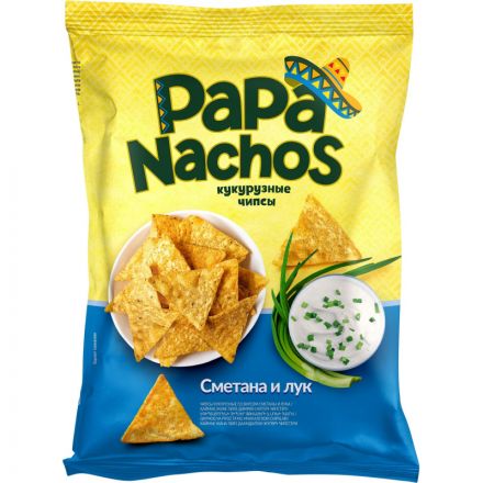 Чипсы кукурузные Рара Nachos со вкусом сметаны и лука, 150г