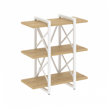 Loft Стеллаж на регулируемых опорах-3 полки VR.L-MST.O-3.4V Тиквуд светлый/Белый металл 800*400*910