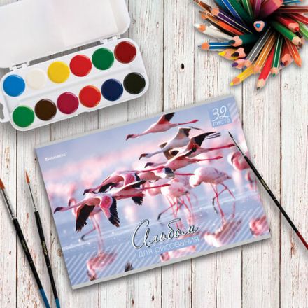 Альбом для рисования, А4, 32 листа, скоба, обложка картон, BRAUBERG, 200х283 мм, "Живая природа" (2 вида), 103683