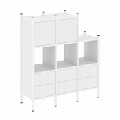 Loft Прямой стеллаж наборный VR.L-15 Белый бриллиант/Белый металл 1278*446*1458