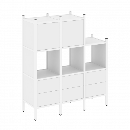 Loft Прямой стеллаж наборный VR.L-15 Белый бриллиант/Белый металл 1278*446*1458