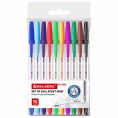 Ручки шариковые BRAUBERG "M-500", НАБОР 10 цветов, АССОРТИ, узел 0,7 мм, линия письма 0,35 мм, 143455