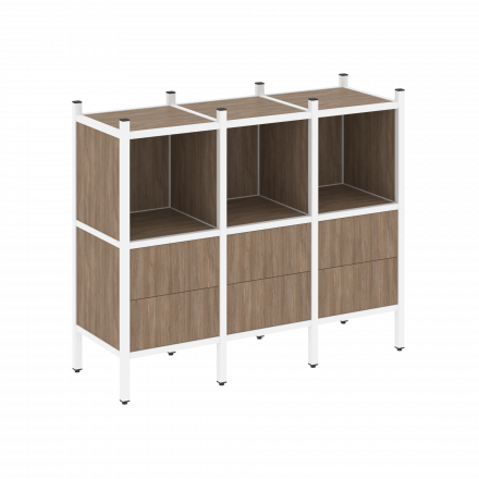 Loft Прямой стеллаж наборный VR.L-07 Дуб аризона/Белый металл 1278*446*1047