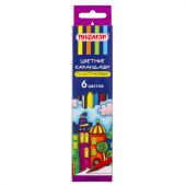 Карандаши цветные ПИФАГОР "СКАЗОЧНЫЙ ГОРОД", 6 цветов, шестигранные, 181582