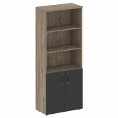 Shift Шкаф высокий широкий (2 низких фасада ЛДСП) SK.ST-1.1 Тиквуд тёмный/Антрацит 800*420*1977 Shift Шкаф высокий широкий (2 низких фасада ЛДСП) SK.ST-1.1 Тиквуд тёмный/Антрацит 800*420*1977