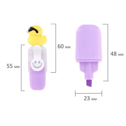 Набор текстовыделителей с топперами 6 ЦВЕТОВ ПАСТЕЛЬ, "КРУТЫЕ УТЯТА", линия 1-4 мм, FUNSTER (ФАНСТЕР), 152652