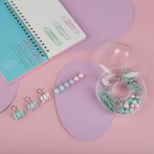 Набор мелкоофисных принадлежностей MESHU "Dew", 89 предметов, пастельные цвета, пластиковый пенал, европодвес