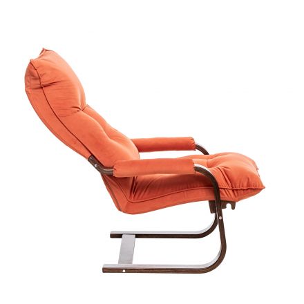 Кресло-трансформер Leset Оливер, Орех текстура, V39 оранжевый, Ткань Велюр