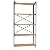 Стеллаж BRABIX "SMART SH-004", 790х360х1950 мм, ЛОФТ, 5 полок, металл/ЛДСП бунратти, каркас черный, 641944