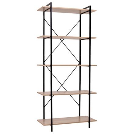 Стеллаж BRABIX "SMART SH-004", 790х360х1950 мм, ЛОФТ, 5 полок, металл/ЛДСП бунратти, каркас черный, 641944