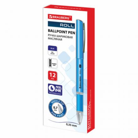Ручка шариковая масляная с грипом BRAUBERG "L-10", СИНЯЯ, корпус синий, узел 0,7 мм, линия письма 0,35 мм, 143005