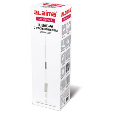 Швабра с распылителем UltraSpray Z, 2 насадки из микрофибры с плоским ворсом, скребок, LAIMA, 609145