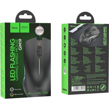 Мышь компьютерная HOCO GM19 Enjoy игров. проводн. с подсветкой черн (84131)