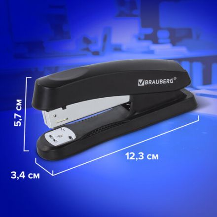 Степлер №24/6, 26/6 BRAUBERG "Standard+", до 30 листов, черный, 228608