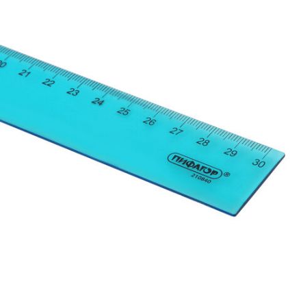 Линейка пластиковая 30 см, ПИФАГОР, прозрачная, неоновая, ассорти, 210840