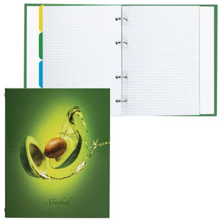 Тетрадь на кольцах А5 (175х215 мм), 240 листов, твердый картон, клетка, с разделителями, BRAUBERG, Авокадо, 404098 Тетрадь на кольцах А5 (175х215 мм), 240 листов, твердый картон, клетка, с разделителями, BRAUBERG, Авокадо, 404098