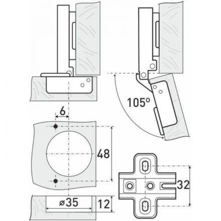 Петля УЗК StahlBuro 62х89 362 А Slide-On накладная 2шт/уп (15905)