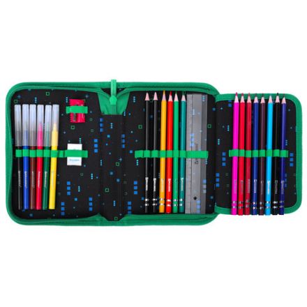 Пенал BRAUBERG с наполнением, 1 отделение, 1 откидная планка, 24 предмета, 21х14 см, "Space strike", 273534