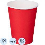 Стакан одноразовый бум 1-сл. d-90мм 300мл красный КОМУС 800шт/кор