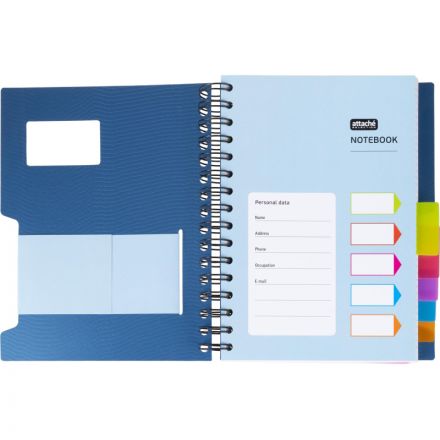 Бизнес-тетрадь А5,200л,кл,греб Attache Selection Office book синий металлик