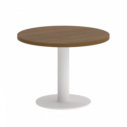 Home Office Стол журнальный круглый VR.SP-5-60.1G Орех/Белый металл 600*600*450