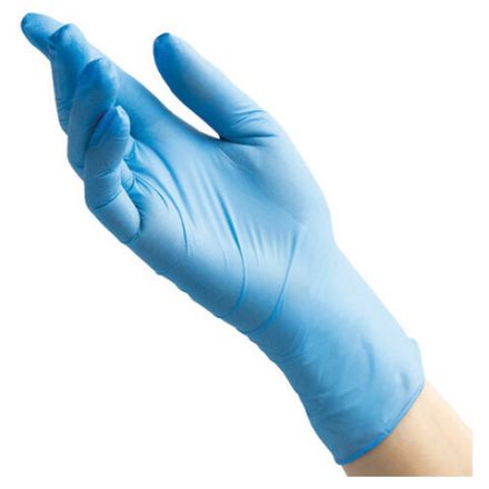 Перчатки нитриловые смотровые 100 пар (200 штук), размер 7-8, M (средний), голубые, BENOVY Nitrile Chlorinated, К