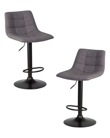 Набор 2 шт Стул барный DOBRIN TAILOR BLACK, серая ткань (188-55)
