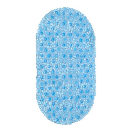 Коврик для ванны противоскользящий 68х37 см, "Пузыри", овальный, прозрачно-голубой, ПВХ, PRIMILA (ПРИМИЛА), 700381