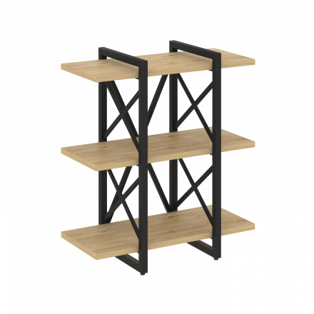 Loft Стеллаж на регулируемых опорах-3 полки VR.L-MST.O-3.4V Тиквуд светлый/Чёрный металл 800*400*910