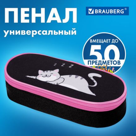 Пенал-футляр BRAUBERG, 1 отделение, органайзер, полиэстер, 22x9х5 см, "Don't wake up", 272311