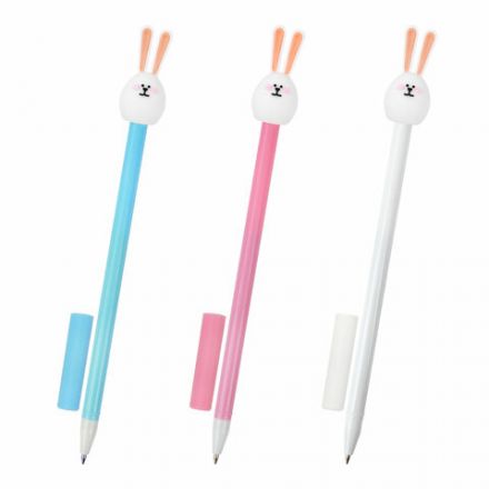 Ручка с топпером шариковая ЮНЛАНДИЯ "Ушастый зайка", корпус ассорти, СИНЯЯ, пишущий узел 0,7 мм, 143782 Ручка с топпером шариковая ЮНЛАНДИЯ "Ушастый зайка", корпус ассорти, СИНЯЯ, пишущий узел 0,7 мм, 143782