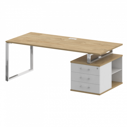 Shift Стол руководителя с опорной тумбой, правый SK.SRT-200 (R) Тиквуд светлый/Белый бриллиант 2000*904*753 Shift Стол руководителя с опорной тумбой, правый SK.SRT-200 (R) Тиквуд светлый/Белый бриллиант 2000*904*753