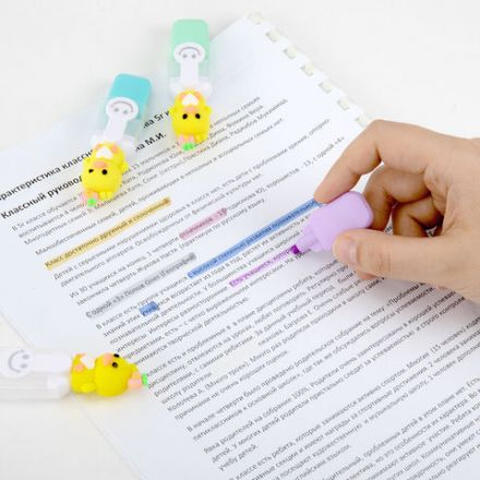 Набор текстовыделителей с топперами 6 ЦВЕТОВ ПАСТЕЛЬ, "НЕЖНЫЕ ЦЫПЛЯТА", линия 1-4мм, FUNSTER (ФАНСТЕР), 152653