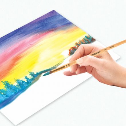 Кисть ПИФАГОР, БЕЛКА, круглая, № 5, деревянная лакированная ручка, с колпачком, 200819 Кисть ПИФАГОР, БЕЛКА, круглая, № 5, деревянная лакированная ручка, с колпачком, 200819