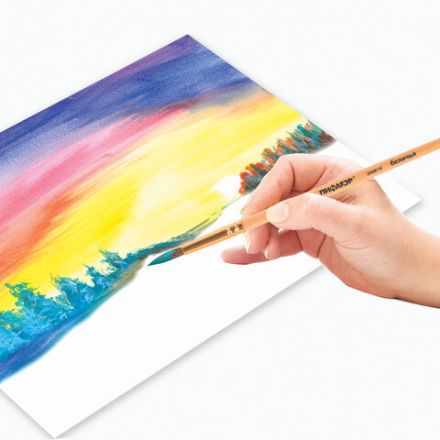 Кисть ПИФАГОР, БЕЛКА, круглая, № 5, деревянная лакированная ручка, с колпачком, 200819 Кисть ПИФАГОР, БЕЛКА, круглая, № 5, деревянная лакированная ручка, с колпачком, 200819