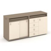 Estetica Набор №6. Тумба двойная+топ ES.NB.2T-6 Латте/Сатин 1500*410*750