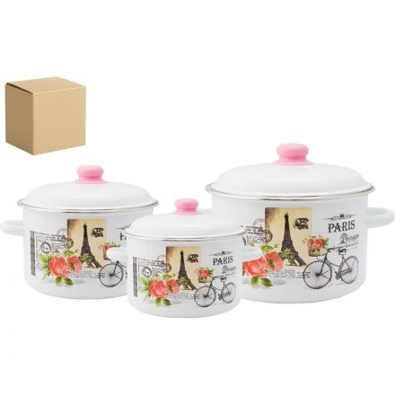Набор кастрюль эмал.сталь 3пр (2л,3л,5,5л) №19 Париж , 1KB191M