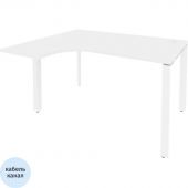 Стол ONIX-П левый П на металлокаркасе O.MP-SA-3L белый бриллиант/белый Стол ONIX-П левый П на металлокаркасе O.MP-SA-3L белый бриллиант/белый