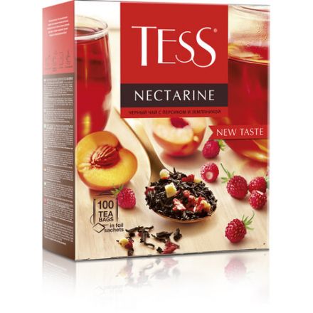 Чай TESS "Nectarine" черный с персиком и земляникой, 100 пакетиков в конвертах по 1,8 г, 1988-09