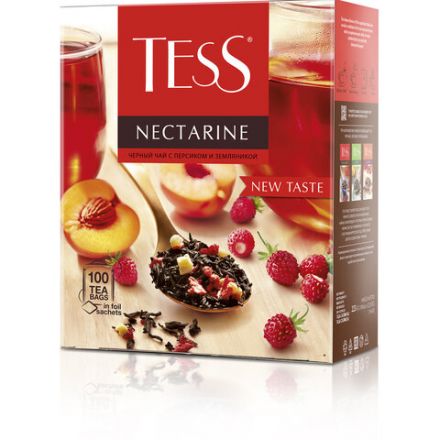 Чай TESS "Nectarine" черный с персиком и земляникой, 100 пакетиков в конвертах по 1,8 г, 1988-09